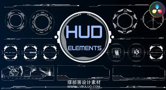 达芬奇模板 HUD元素科幻界面图形数据可视化特效合集 HUD Elements DR