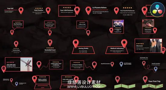 达芬奇模板 地理位置图标包地图定位与地点标记动画预设 Location Icons for DaVinci Resolve