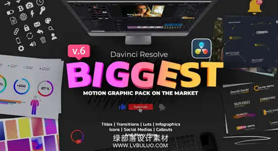 达芬奇模板 1300信息图表动态图形FX元素标题MG动画特效预设合集 Motion Graphic Pack for DR v6