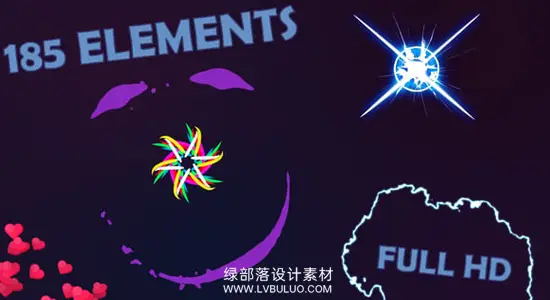 视频素材 185种能量闪电爆炸MG动态形状图形元素 Shape Elements