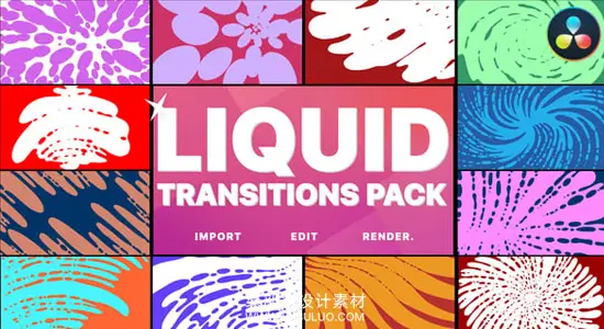 达芬奇模板 卡通液态流体流动转场过渡动画 Liquid Transitions DaVinci Resolve