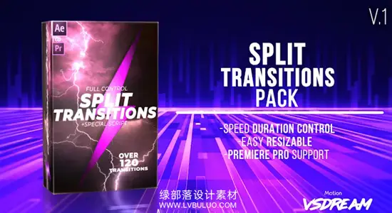 AE模板 120组图形图形切割动态画面分离视频转场 120 Split Transitions Pack