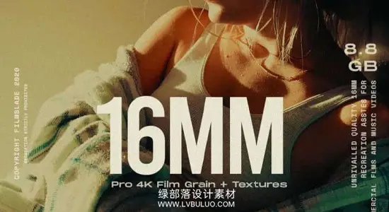 视频素材 复古16毫米胶片颗粒划痕边框纹理叠加动画 16MM 4K Film Overlays + Textures