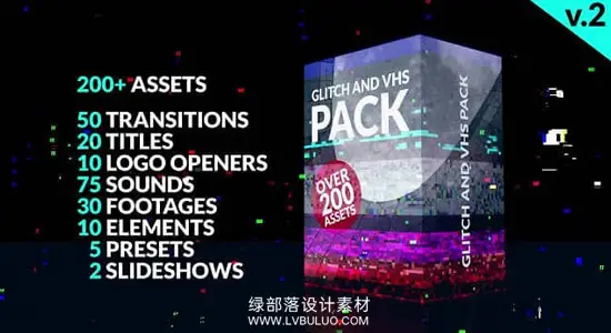 PR模板 200个故障转场+标题+音效素材 200+ Glitch Pack