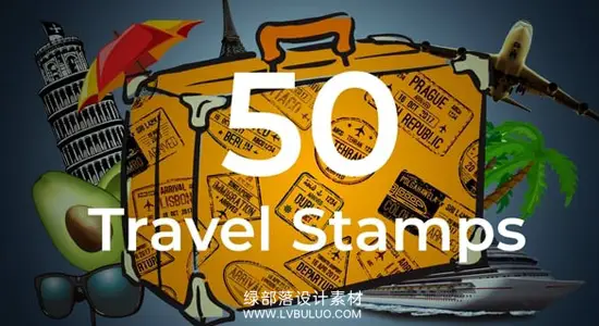 AE模板 50款全球游邮票邮戳图标文字标题动画 50 Travel Stamps
