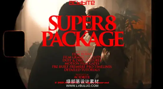 PR预设/视频素材/LUT 21个真实Super8胶片颗粒灼烧边框纹理 Acidbite – Super 8 Package