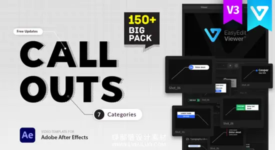 AE模板 150组现代简约呼出指示标注线条注释文字动画 Big Pack Call-Outs v3