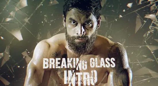 PR模板 定格破碎玻璃冻结静帧介绍开场片头动画 Breaking Glass Intro
