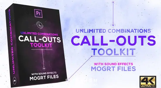 PR模板 65种动态标注指示线条图文注释动画 Call-Outs Tool Kit | MOGRT Files