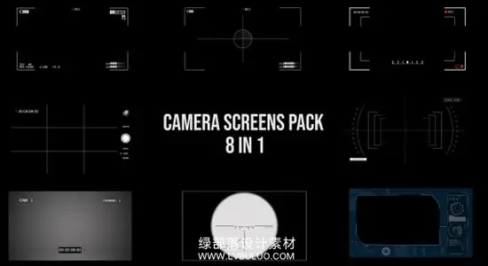 视频素材 8组相机拍摄界面取景器显示 Camera Screen Pack – 8 in 1