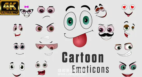 视频素材 29个无缝循环可爱卡通表情动画 Cartoon Emoticons