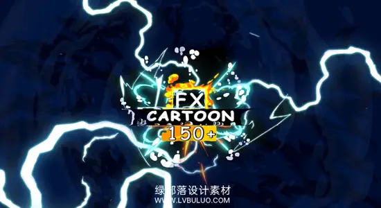 视频素材+AE模板 150种二维卡通能量爆炸闪电MG动画素材包 Cartoon Fx