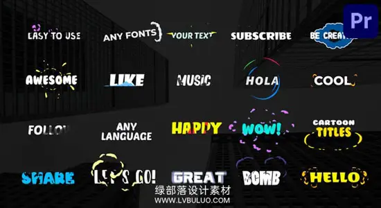 PR模板 20个卡通风格文字标题动画 Cartoon Titles