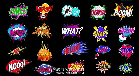 AE模板 20组漫画卡通风格气泡综艺标题动画 Comic Text Bubbles