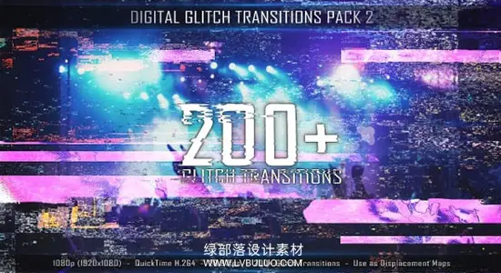 视频素材 206个信号故障毛刺干扰转场动画 Digital Glitch Transitions Pack 2