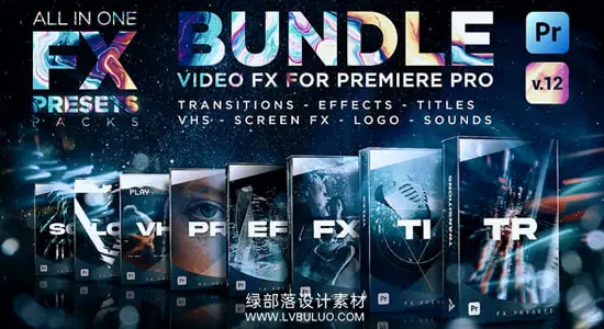 PR模板 2000款视觉特效文字标题转场音效VFX调色预设 FX Presets Pack v12
