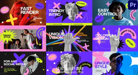 PR模板 时尚多彩活力图文展示动态片头 Fashion Colorful Opener