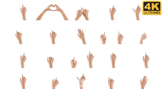 视频素材 20个女性手势滑动点击拉伸缩放动作动画 Female Hand Gestures 4K Pack