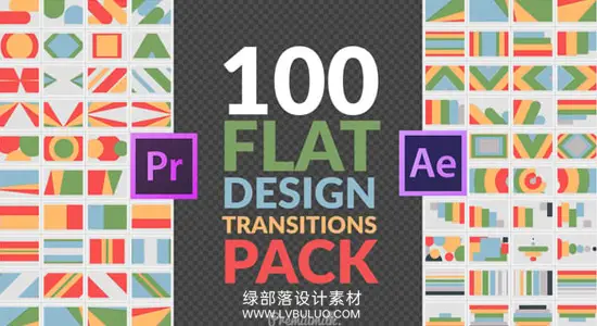 AE/PR模板 100个扁平化图形转场动画 Flat Design Transitions Pack Mogrt