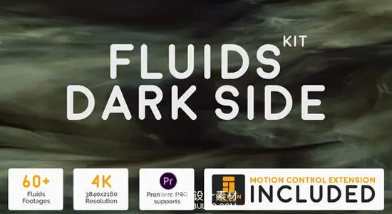 视频素材 60个黑色背景彩色水墨流体溶解扩散动画 Fluids Dark Side Kit