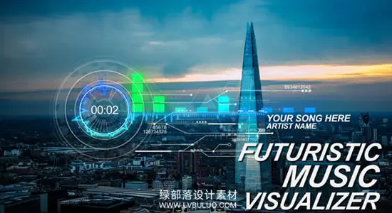 AE模板 科幻HUD音频可视化音乐播放器动画 Futuristic Music Visual