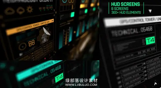 AE模板 300个科技感HUD界面控制面板UI元素 HUD Screens