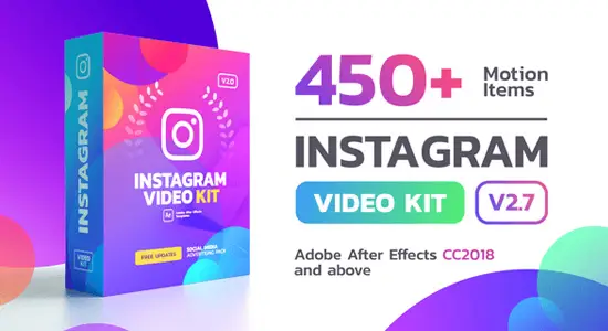 AE模板 450个手机竖版小程序抖音微信图文排版包装动画 Instagram Stories v2.7