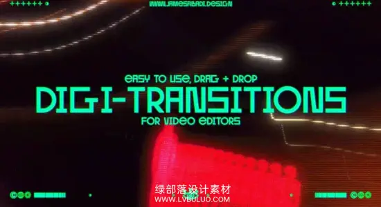 视频素材 50个数字故障漏光霓虹风格化转场过渡动画 James Abadi Design – Digi-Transitions 4K