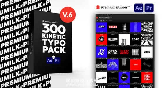 AE/PR模板 300个酷炫动感文字标题排版动画 Kinetic Typography Pack v6