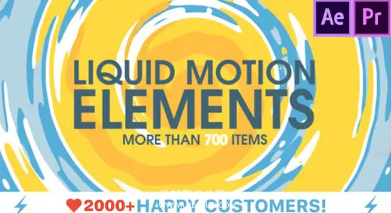 AE/PR模板 1800组MG手绘卡通液体流动元素动画 Liquid Motion Elements v5.5