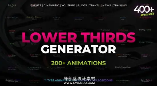 PR预设 400种字幕条文字标题动画配色方案生成器 Lower Thirds Generator