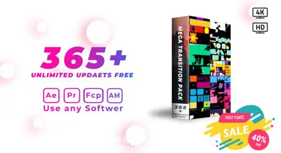 视频素材 365个二维卡通液体烟雾爆炸MG图形转场动画 Mega Transition Pack