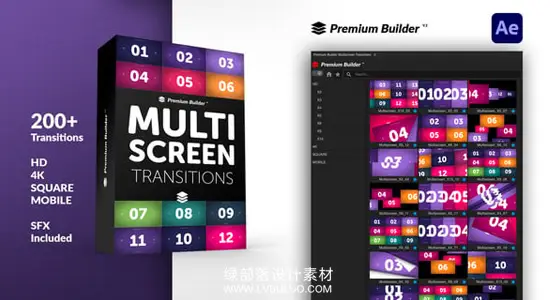 AE模板 200组分屏动态多画面分屏转场动画 Multiscreen Transitions
