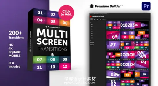 PR模板 200种动态分屏多画面布局切换转场预设 Multiscreen Transitions for Premiere Pro