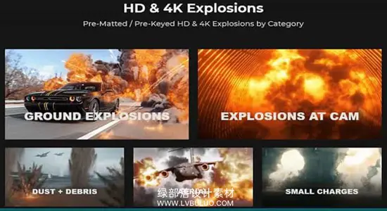 视频素材 189个地面空中炸弹爆炸核爆瓦斯粉尘火花烟雾等合成动画 Production Crate – Explosions Categories