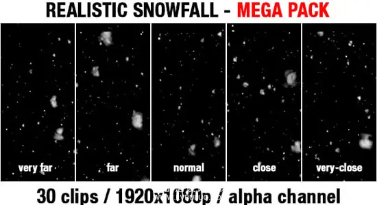 视频素材 30个冬天下雪雪花飘落飞舞场景特效循环动画 Snow – Snowfall Mega Pack