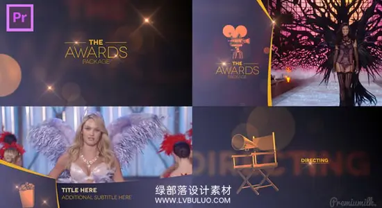 PR模板 金色荣耀颁奖典礼图文包装开场片头动画 The Awards Package Essential Graphics