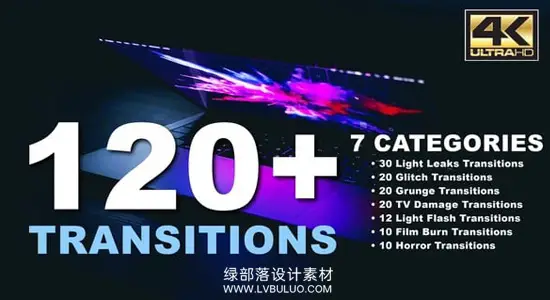 视频素材 122个光效故障干扰划痕损坏转场过渡动画 Transitions