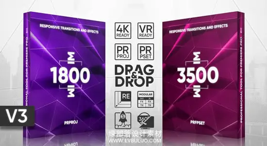 PR模板/预设/调色 5300组动态缩放震动晃动无缝转场特效+LUT调色 Transitions Presets Pack v3