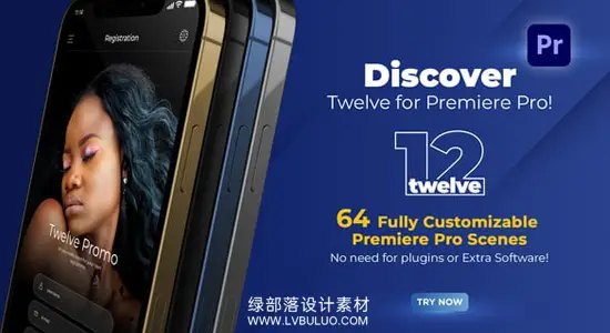 PR模板 64个3D手机APP应用宣传场景模板 Twelve App Promo for Premiere Pro