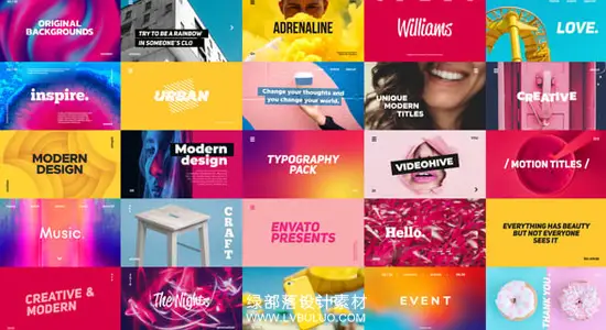 AE模板 30种现代时尚动态文字标题排版动画 Typography Pack