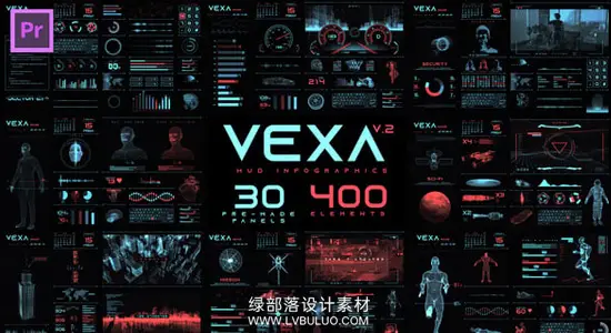 PR模板 380个科技感HUD数据图表信息图动画 Vexa HUD Infographics Essential Graphics