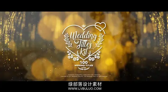 AE模板 100组豪华金色粒子漏光婚礼文字标题背景动画 Wedding Titles Kit – 100 Titles