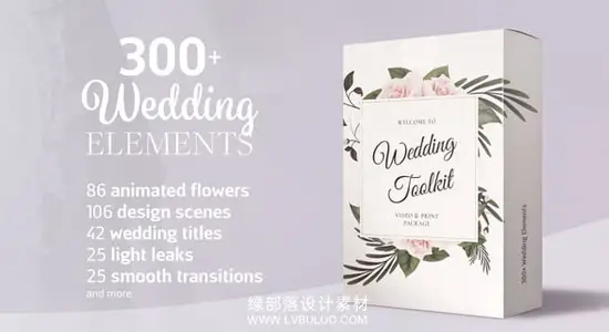 AE模板 300+浪漫婚礼主题文本标题光效转场花卉装饰包装动画 Wedding Toolkit