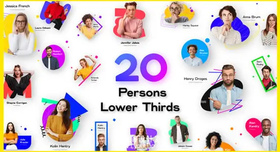 AE模板 20组人物肖像头像人名介绍动态字幕条动画 20 Person Introduction Lower Thirds