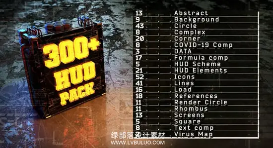 AE模板 300组科技感HUD界面动态UI元素图形动画 300 HUD Element Pack