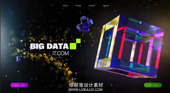AE模板 三维炫彩玻璃立方体科技感片头动画 3D Cube Glass Colorful IT Opener