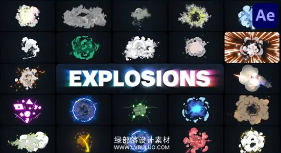 AE模板 88款卡通发光能量爆炸MG特效元素动画 Advanced Explosions Pack 23-44