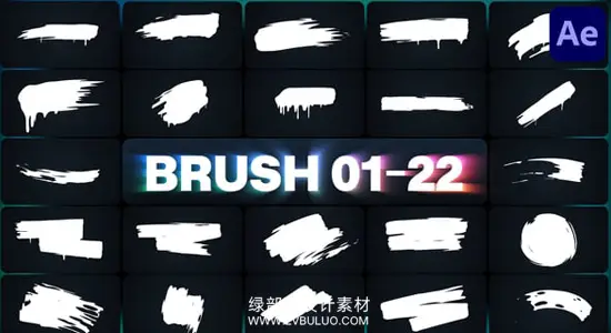 AE模板 22组手绘笔触墨迹线条飞溅动画 Brush Elements 01-22