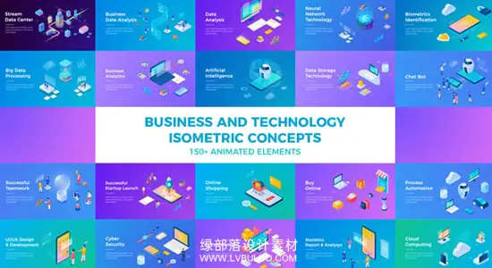 AE模板 150种商业科技等距动画概念片头动画 Business and Technology Isometric Concepts